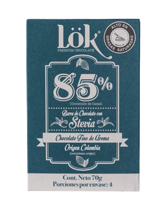 LOK BARRA CHOCOLATE 85% CACAO CON STEVIA 85gr