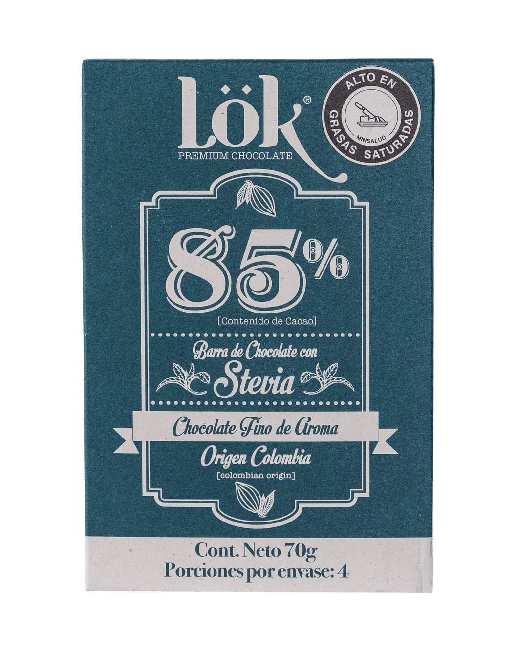 LOK BARRA CHOCOLATE 85% CACAO CON STEVIA 85gr