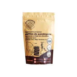 Mezcla para hacer waffles de pandeyuca con cacao y chips de chocolate 300g